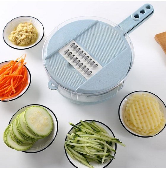 8-in-1 Vegetable Mandoline Slicer with Peeler & Strainer