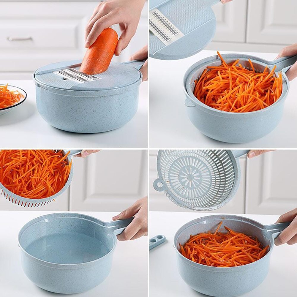 8-in-1 Vegetable Mandoline Slicer with Peeler & Strainer - Image 5