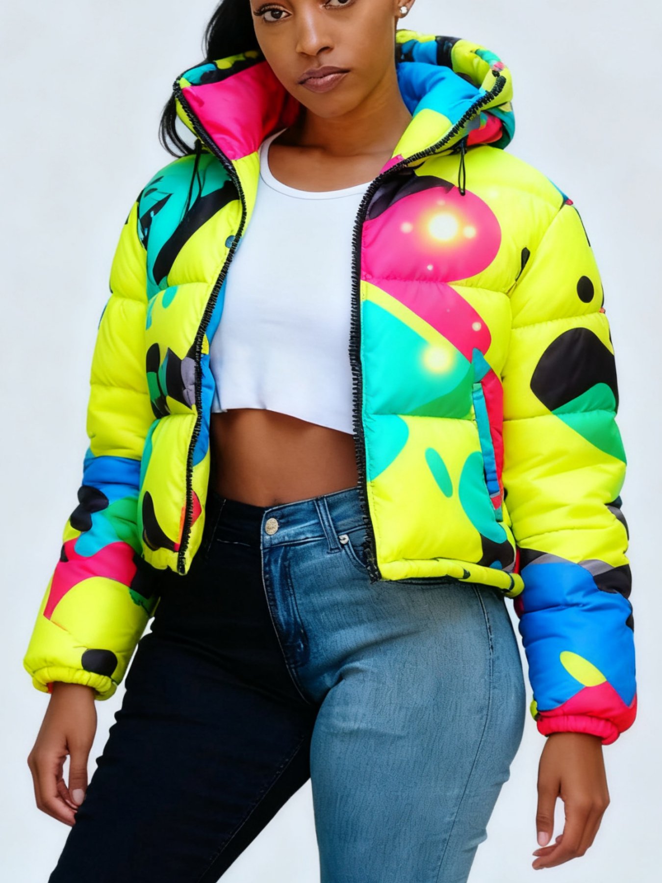 Women’s Short Warm Jacket – Casual Colorful Coat - Image 2