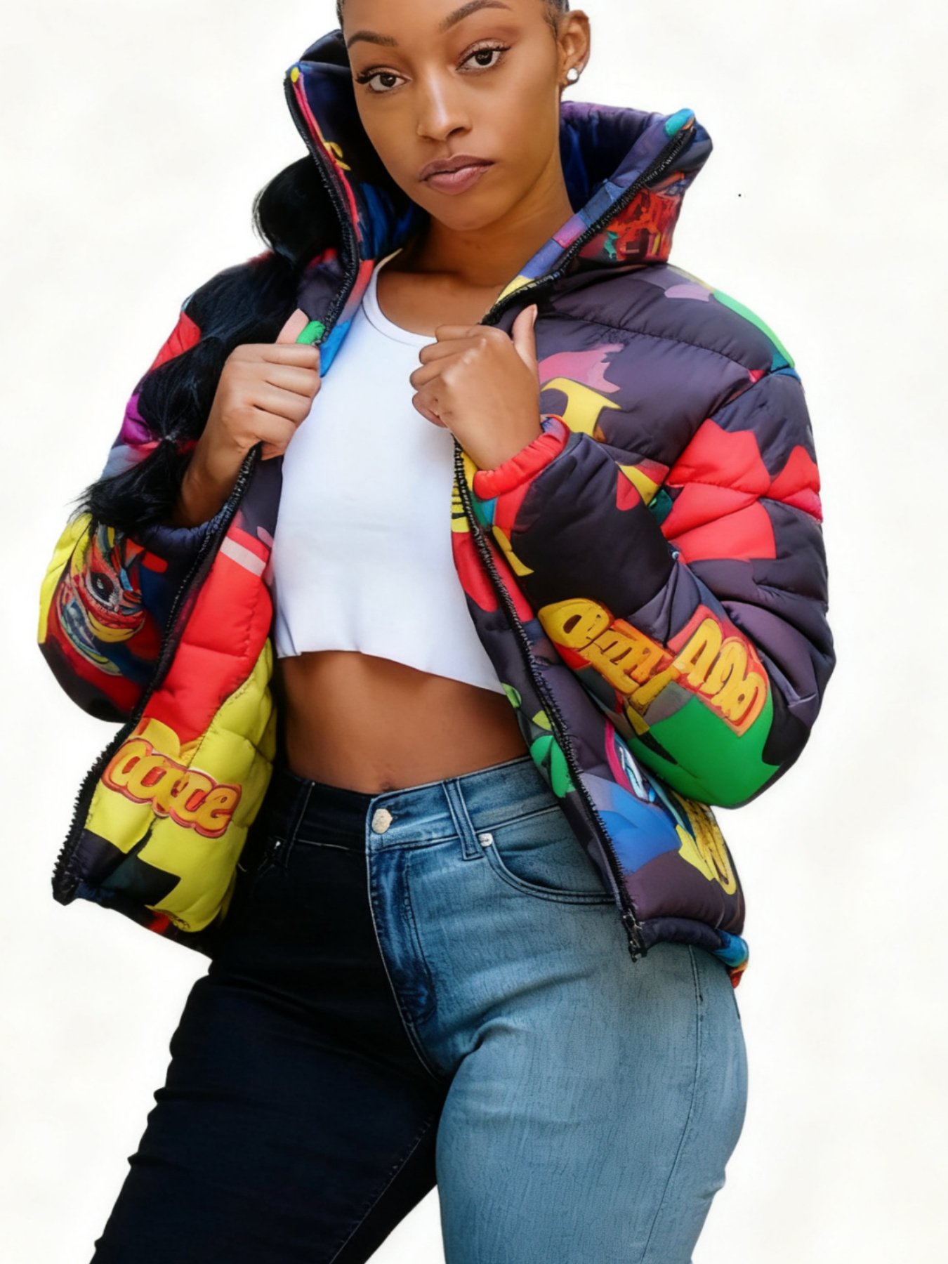 Women’s Short Warm Jacket – Casual Colorful Coat