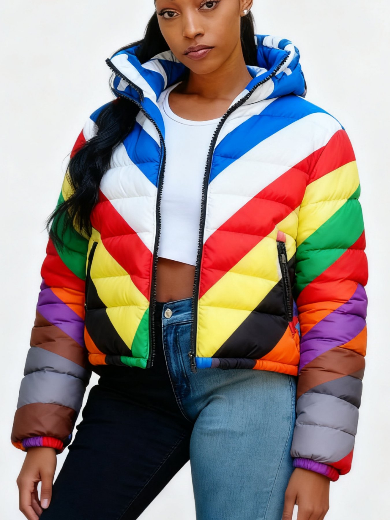 Women’s Short Warm Jacket – Casual Colorful Coat - Image 3